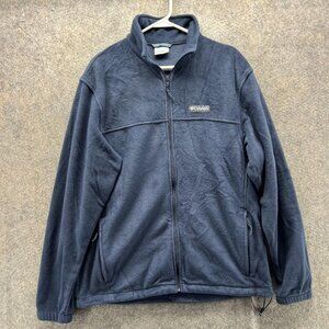 Columbia Fleece Jacket Mens Large Blue Full Zip Stand Collar Outdoor Hiking Warm